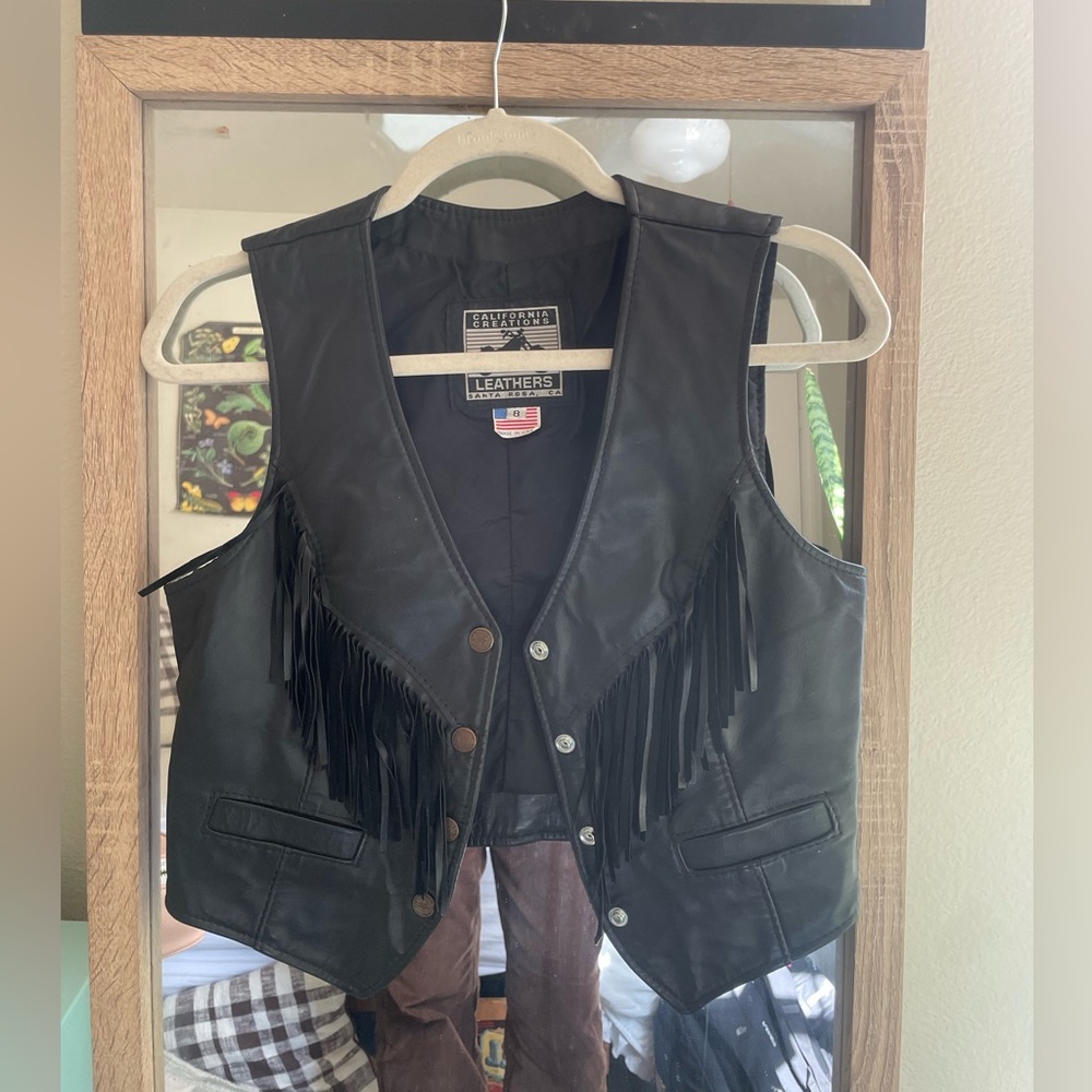 California Leathers Black Fringe Leather Vest